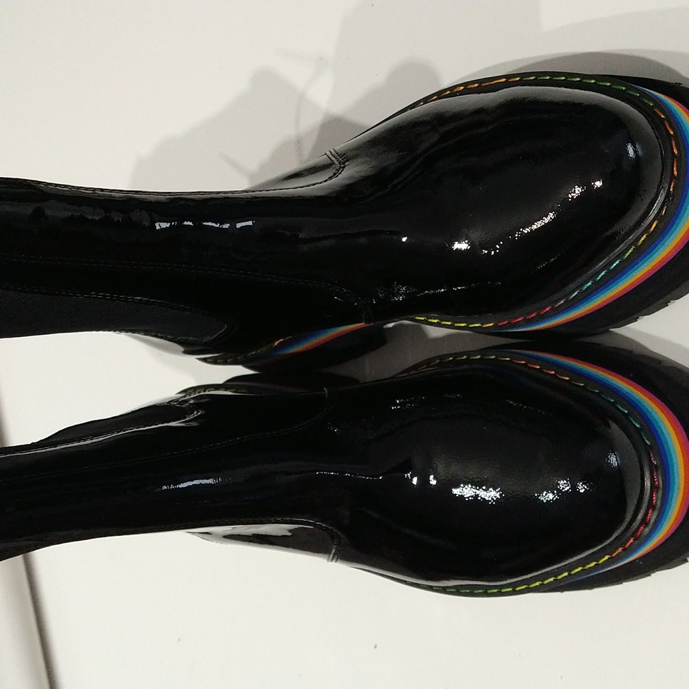 Kurt Geiger London Birdie Chelsea Chunky Lug Sole Rainbow Platform Combat Boots - Picture 3 of 6